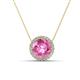 1 - Catriona Round Lab Created Pink Sapphire and Diamond Halo Slider Pendant Necklace 