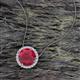 2 - Catriona Round Lab Created Ruby and Diamond Halo Slider Pendant Necklace 