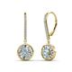 1 - Lillac Iris Round Aquamarine and Baguette Diamond Halo Dangling Earrings 
