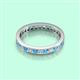 3 - Rebica 3.00 mm Princess Cut Blue Topaz and Lab Grown Diamond Eternity Band 