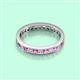 3 - Rebica 3.00 mm Princess Cut Pink Sapphire and Lab Grown Diamond Eternity Band 