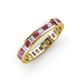 4 - Rebica 3.00 mm Princess Cut Rhodolite Garnet and Lab Grown Diamond Eternity Band 