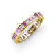 4 - Rebica 3.00 mm Princess Cut Pink Sapphire and Lab Grown Diamond Eternity Band 