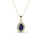 1 - Davina 6x4 mm Oval Cut Blue Sapphire and Round Diamond Accent Halo Pendant Necklace 
