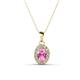 1 - Davina 6x4 mm Oval Cut Pink Sapphire and Round Diamond Accent Halo Pendant Necklace 