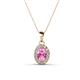 1 - Davina 6x4 mm Oval Cut Pink Sapphire and Round Diamond Accent Halo Pendant Necklace 