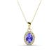 1 - Davina 6x4 mm Oval Cut Tanzanite and Round Diamond Accent Halo Pendant Necklace 