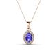 1 - Davina 6x4 mm Oval Cut Tanzanite and Round Diamond Accent Halo Pendant Necklace 
