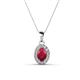 1 - Davina 6x4 mm Oval Cut Ruby and Round Diamond Accent Halo Pendant Necklace 