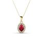 1 - Davina 6x4 mm Oval Cut Ruby and Round Diamond Accent Halo Pendant Necklace 