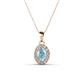 1 - Davina 6x4 mm Oval Cut Aquamarine and Round Diamond Accent Halo Pendant Necklace 