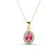 1 - Davina 6x4 mm Oval Cut Pink Tourmaline and Round Diamond Accent Halo Pendant Necklace 