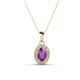 1 - Davina 6x4 mm Oval Cut Amethyst and Round Diamond Accent Halo Pendant Necklace 