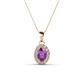 1 - Davina 6x4 mm Oval Cut Amethyst and Round Diamond Accent Halo Pendant Necklace 