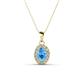 1 - Davina 6x4 mm Oval Cut Blue Topaz and Round Diamond Accent Halo Pendant Necklace 