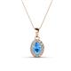 1 - Davina 6x4 mm Oval Cut Blue Topaz and Round Diamond Accent Halo Pendant Necklace 