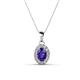 1 - Davina 6x4 mm Oval Cut Iolite and Round Diamond Accent Halo Pendant Necklace 