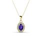 1 - Davina 6x4 mm Oval Cut Iolite and Round Diamond Accent Halo Pendant Necklace 
