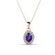 1 - Davina 6x4 mm Oval Cut Iolite and Round Diamond Accent Halo Pendant Necklace 