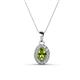 1 - Davina 6x4 mm Oval Cut Peridot and Round Diamond Accent Halo Pendant Necklace 