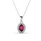 1 - Davina 6x4 mm Oval Cut Rhodolite Garnet and Round Diamond Accent Halo Pendant Necklace 