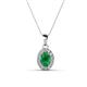 1 - Davina 6x4 mm Oval Cut Emerald and Round Diamond Accent Halo Pendant Necklace 