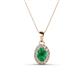 1 - Davina 6x4 mm Oval Cut Emerald and Round Diamond Accent Halo Pendant Necklace 