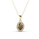 1 - Davina 6x4 mm Oval Cut Smoky Quartz and Round Diamond Accent Halo Pendant Necklace 