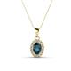 1 - Davina 6x4 mm Oval Cut London Blue Topaz and Round Diamond Accent Halo Pendant Necklace 