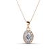 1 - Davina 6x4 mm Oval Cut Diamond and Round Diamond Accent Halo Pendant Necklace 