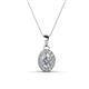 1 - Davina 6x4 mm Oval Cut Lab Grown Diamond and Round Diamond Accent Halo Pendant Necklace 
