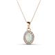 1 - Davina 6x4 mm Oval Cut Opal and Round Diamond Accent Halo Pendant Necklace 