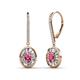 1 - Dahlia Iris Oval Cut Pink Tourmaline and Baguette Diamond Halo Dangling Earrings 