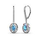 1 - Dahlia Iris Oval Cut Blue Topaz and Baguette Diamond Halo Dangling Earrings 