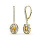 1 - Dahlia Iris Oval Cut Citrine and Baguette Diamond Halo Dangling Earrings 