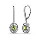 1 - Dahlia Iris Oval Cut Peridot and Baguette Diamond Halo Dangling Earrings 