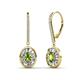 1 - Dahlia Iris Oval Cut Peridot and Baguette Diamond Halo Dangling Earrings 