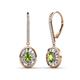 1 - Dahlia Iris Oval Cut Peridot and Baguette Diamond Halo Dangling Earrings 