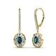 1 - Dahlia Iris Oval Cut London Blue Topaz and Baguette Diamond Halo Dangling Earrings 