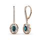 1 - Dahlia Iris Oval Cut London Blue Topaz and Baguette Diamond Halo Dangling Earrings 
