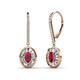 1 - Dahlia Iris Oval Cut Ruby and Baguette Diamond Halo Dangling Earrings 