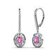 1 - Dahlia Iris Oval Cut Pink Sapphire and Baguette Diamond Halo Dangling Earrings 