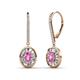 1 - Dahlia Iris Oval Cut Pink Sapphire and Baguette Diamond Halo Dangling Earrings 