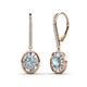 1 - Dahlia Iris Oval Cut Aquamarine and Baguette Diamond Halo Dangling Earrings 
