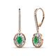 1 - Dahlia Iris Oval Cut Emerald and Baguette Diamond Halo Dangling Earrings 