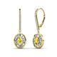 1 - Dahlia Iris Oval Cut Yellow Sapphire and Baguette Diamond Halo Dangling Earrings 