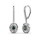 1 - Dahlia Iris Oval Cut Created Alexandrite and Baguette Diamond Halo Dangling Earrings 