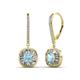 1 - Blossom Iris Princess Cut Aquamarine and Baguette Diamond Halo Dangling Earrings 