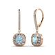 1 - Blossom Iris Princess Cut Aquamarine and Baguette Diamond Halo Dangling Earrings 