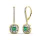 1 - Blossom Iris Princess Cut Emerald and Baguette Diamond Halo Dangling Earrings 